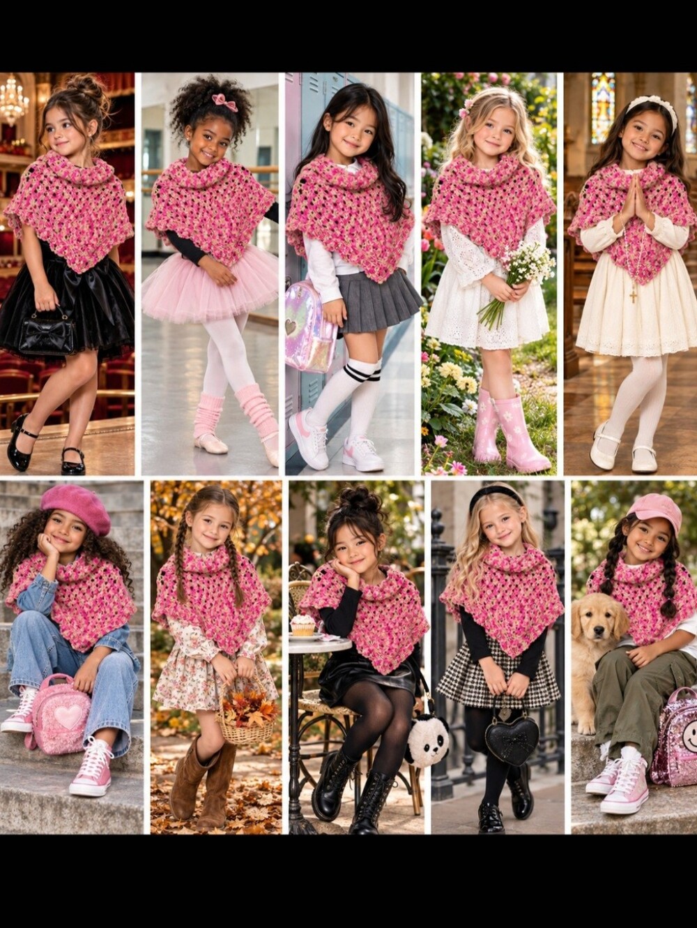 NWT Peace of Cake Girls Chunky Crochet Sweater Shawl Poncho Open Knit Bolero M L